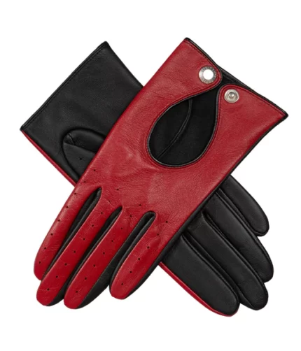 Touchscreen Red Black Leather Gloves