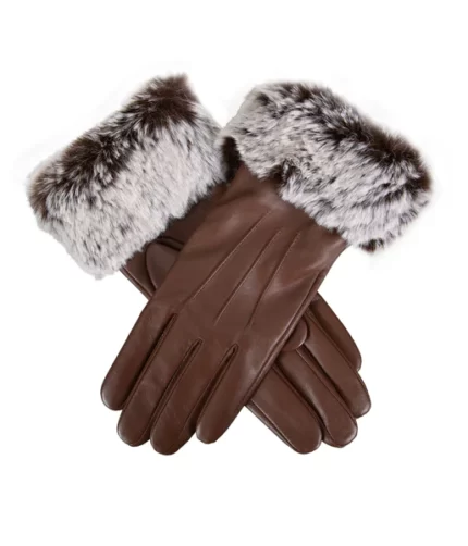 Touchscreen Brown Leather Gloves
