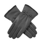 Wool-Lined Grey Leather Gloves