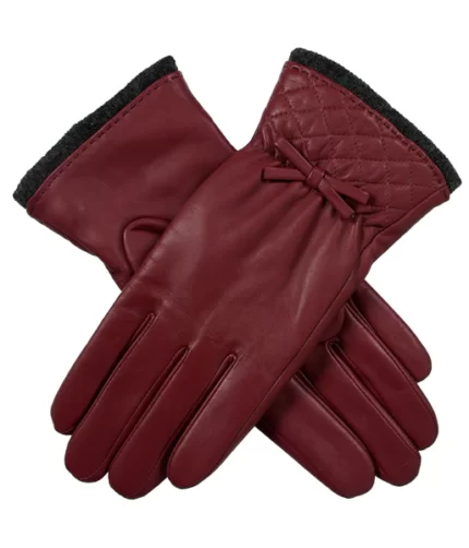 Wool-Lined Marron Leather Gloves