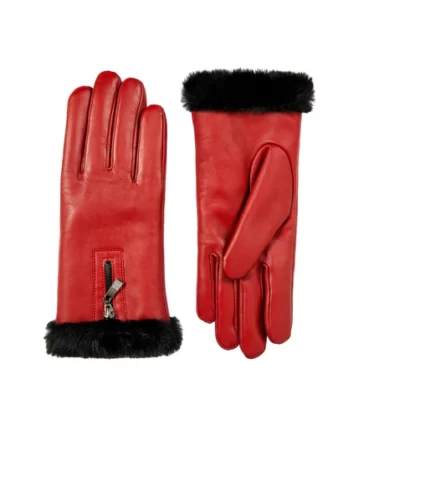 Touchscreen Red Leather Gloves