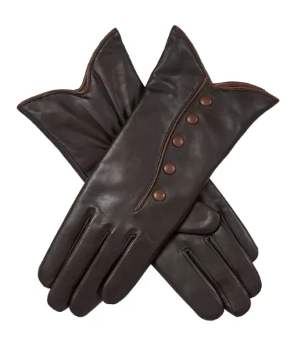 Wool-Lined Brown Leather Gloves