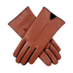 Touchscreen Tan Black Leather Gloves