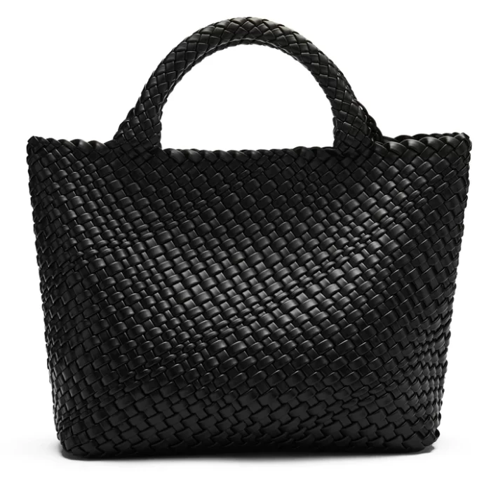 Woven Black Leather Shoulder Bag