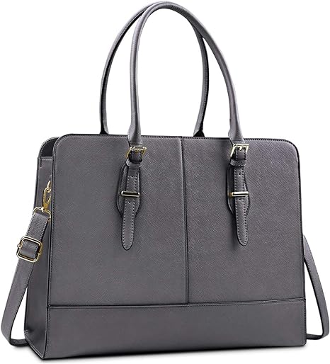 Grey Leather Office Laptop bag