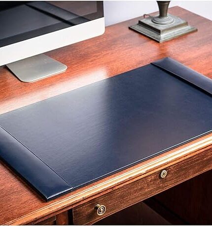 Navy Blue Leather Desk Pad