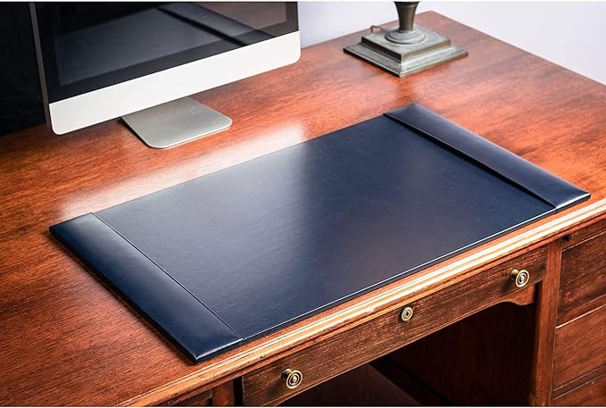 Navy Blue Leather Desk Pad