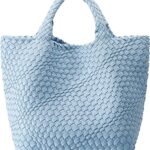 Woven Blue Leather Shoulder Bag