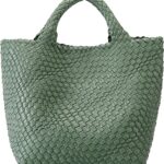 Woven Green Leather Shoulder Bag