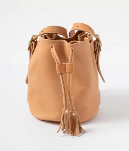 Genuine Skin Leather Medium Bucket Bag