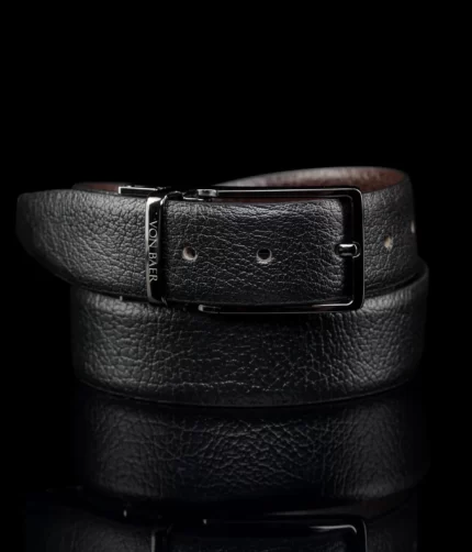 The Premier Croco Black Leather Belt