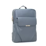 Gray Leather Laptop Backpack