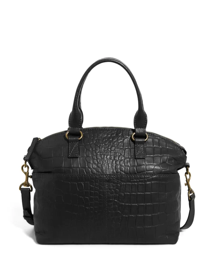 Casual Black Croco Leather Handbags