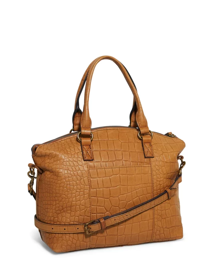 Casual Tan Croco Leather Handbags
