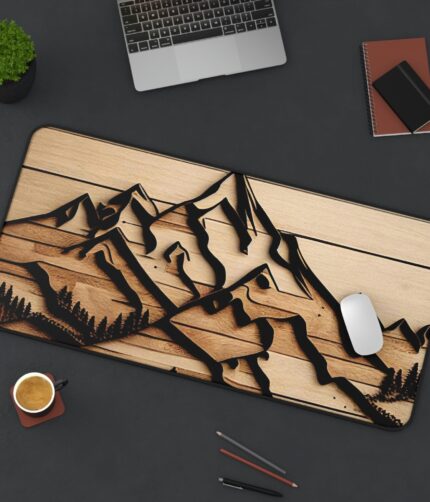 Textured Wood Mountain Desk Mat `