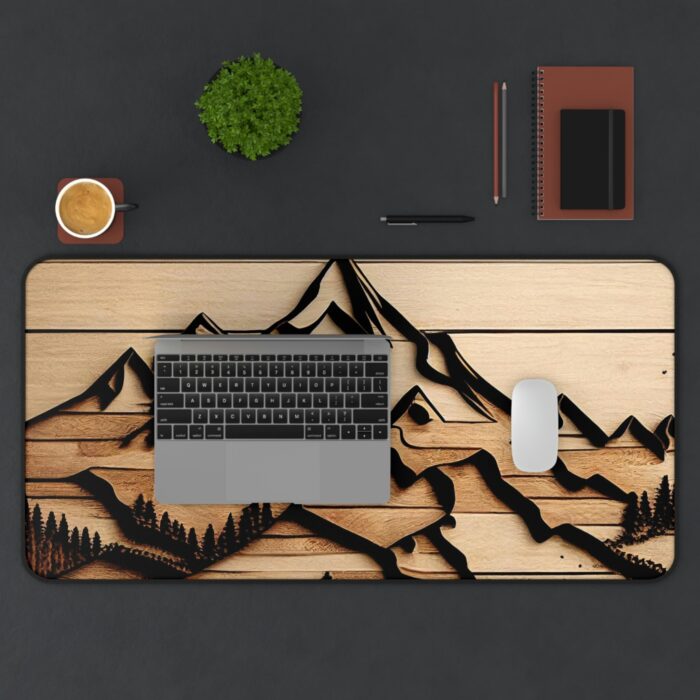 Textured Wood Mountain Desk Mat