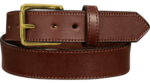 Brown Stitched Leather Belt With Brass