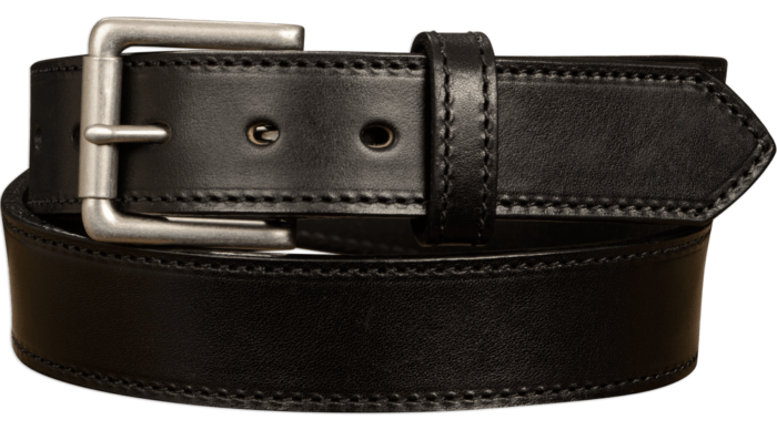 Black Stitched Leather Belt