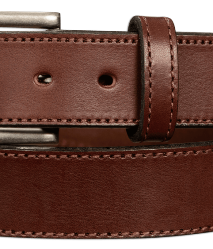 Brown Stitched Leather Belt ``