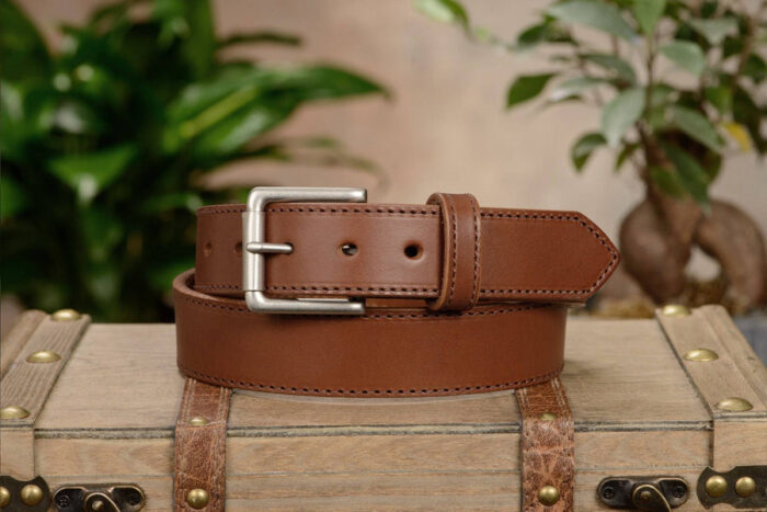Tan Stitched Leather Belt
