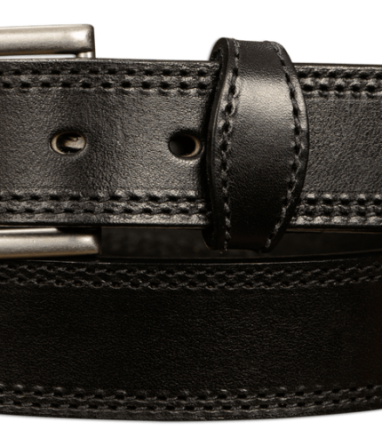 Black Double Stitched Leather Belt