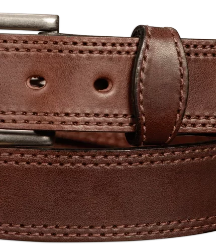 Brown Double Stitched Leather Belt