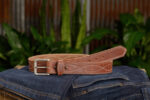 Tan Figure Stitched Leather Belt