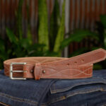 Tan Figure Stitched Leather Belt