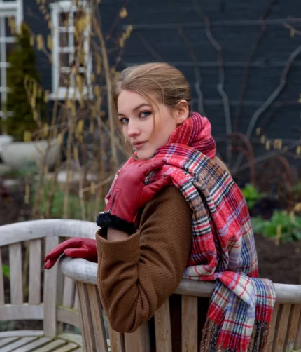 Touchscreen Red Leather Gloves