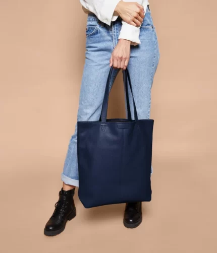 Uptown Vertical Blue Tote Bag