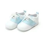 WHITE BLUE LEATHER BABY SHOES