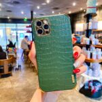 Print Green Leather Phone Case