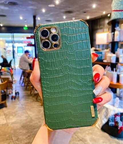 Print Green Leather Phone Case