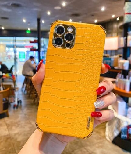 Print Yellow Leather Phone Case