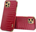 Print Maroon Leather Case