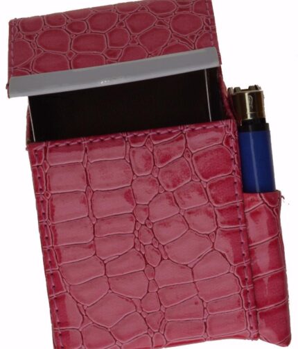 Croco Pink Leather Cigarettes Case