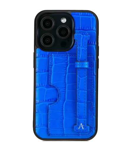 Blue Croco Leather Phone Case