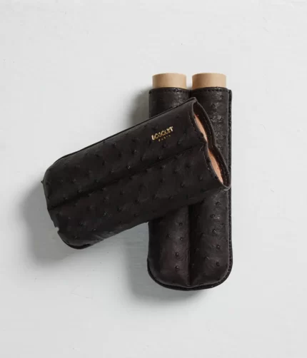 2 Cigar Brown Croco Leather Case