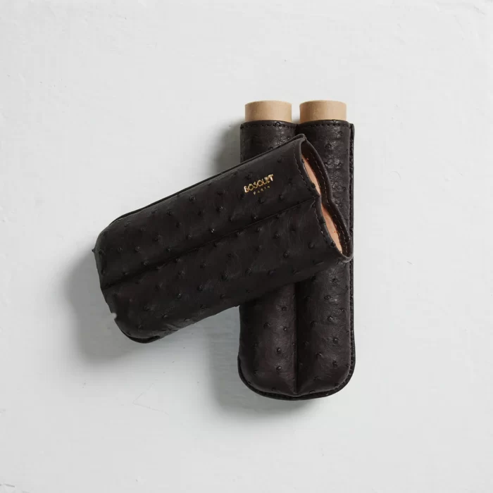 2 Cigar Brown Croco Leather Case