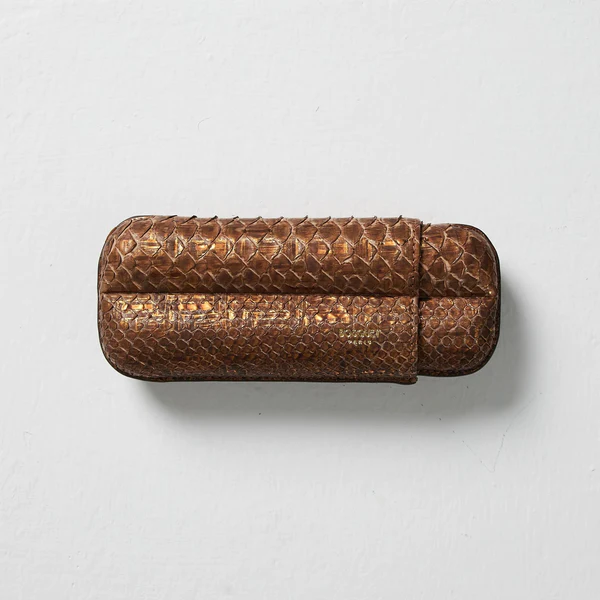 2 Cigar Tan Croco Leather Case