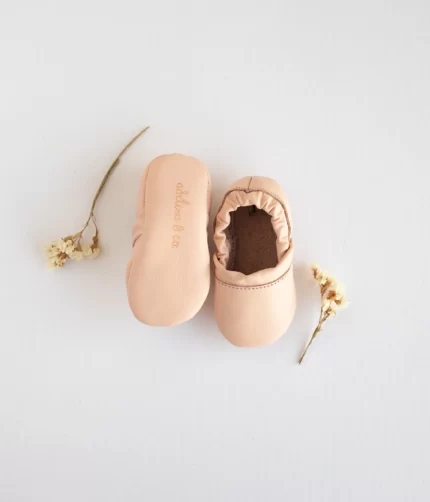 PEACH LEATHER BABY SHOES