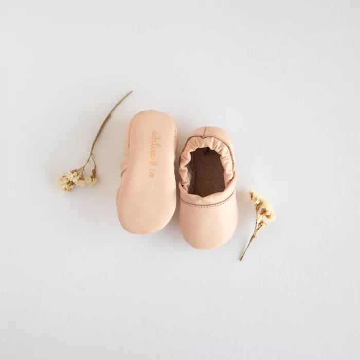 PEACH LEATHER BABY SHOES