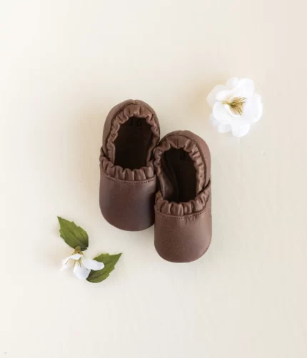 COFFEE LEATHER BABY SHOES