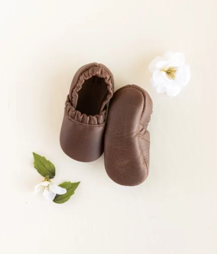 COFFEE LEATHER BABY SHOES