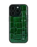 Green Croco Leather Phone Case