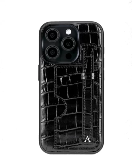 Black Croco Leather Phone Case