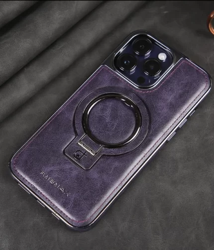 Purple Leather Phone Case With Stand