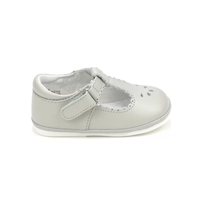 GREY LEATHER BABY SHOES
