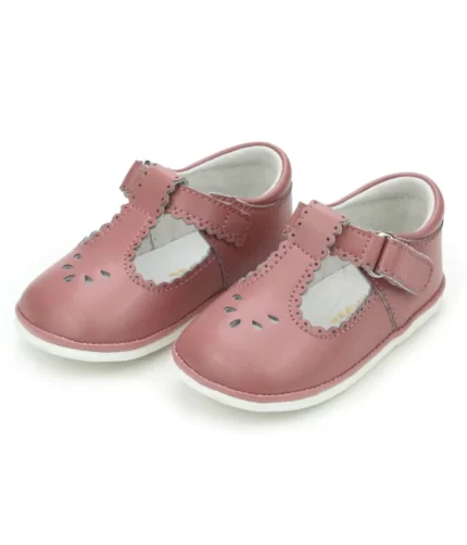 TEA PINK LEATHER BABY SHOES