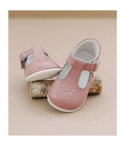 TEA PINK LEATHER BABY SHOES